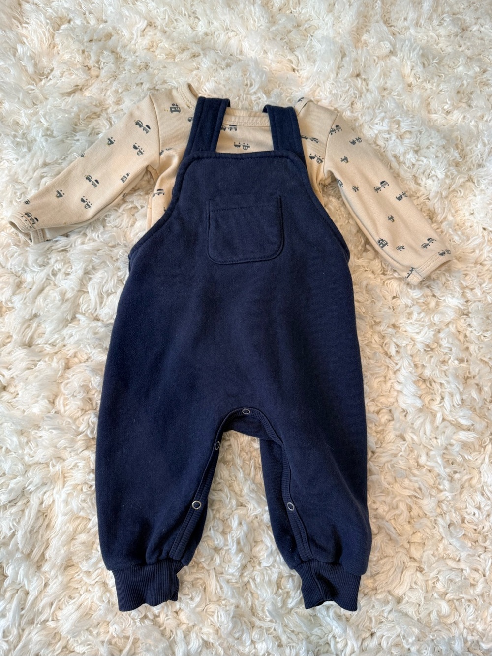 Musli by Green Cotton -Navy Blue Baby Overalls - 0-3 months